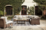 Beachcroft sectional set arranged in outdoor patio