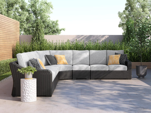 Beachcroft Black/Light Gray 6-Piece Outdoor Sectional from Decor Furniture