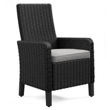 Back view showing resin wicker and frame