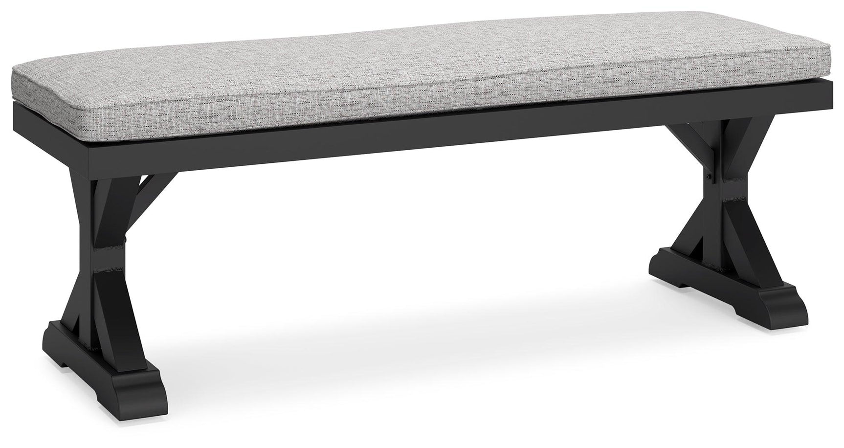 Beachcroft outdoor bench with cushion side angle