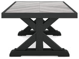 Beachcroft outdoor coffee table side view showing height