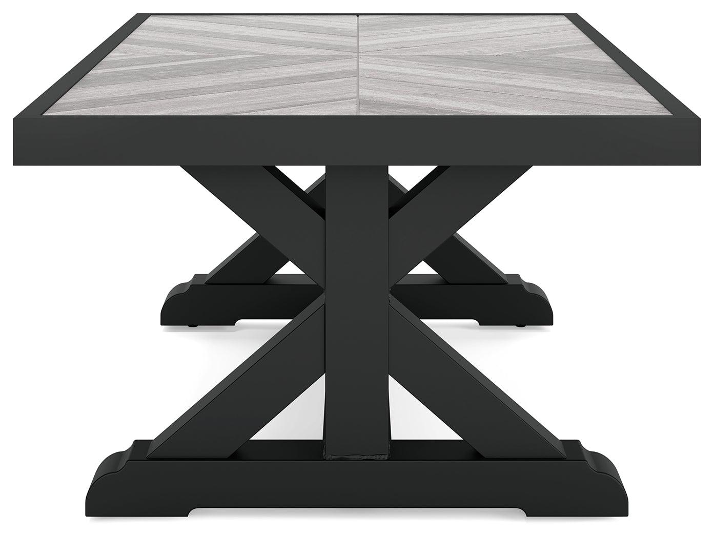 Beachcroft outdoor coffee table side view showing height