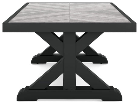 Beachcroft outdoor coffee table side view showing height