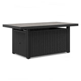 Beachcroft outdoor fire pit table side view showing wicker frame