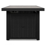 Beachcroft outdoor fire pit table side angle with protective cover