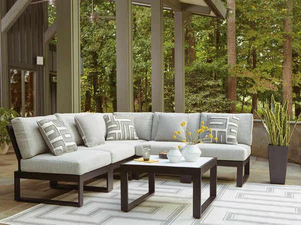 Beachloft Black/Gray 5-Piece Outdoor Sectional with Ottoman - image 1