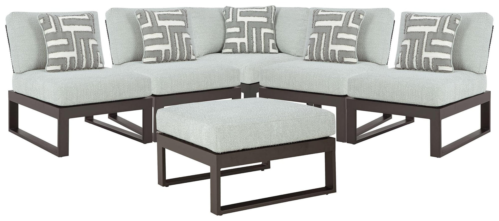 Beachloft Black/Gray 5-Piece Outdoor Sectional with Ottoman - image 2
