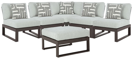 Beachloft Black/Gray 5-Piece Outdoor Sectional with Ottoman - image 2