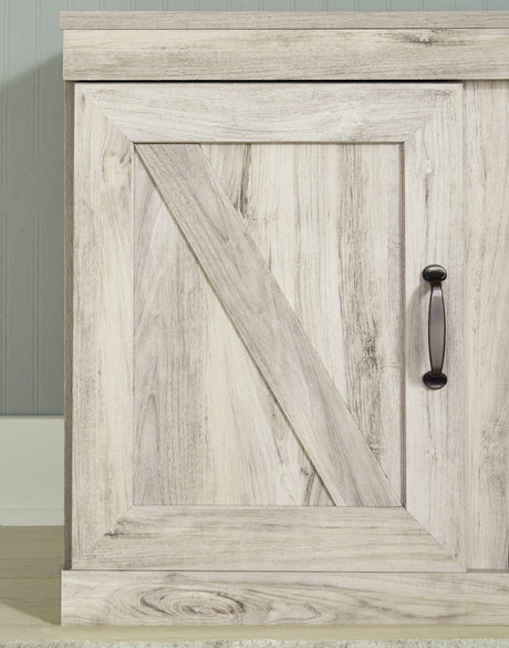 Bellaby Whitewash 4-Piece Entertainment Center whitewashed color tone
