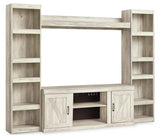 Bellaby Whitewash 4-Piece Entertainment Center detail of cabinet door
