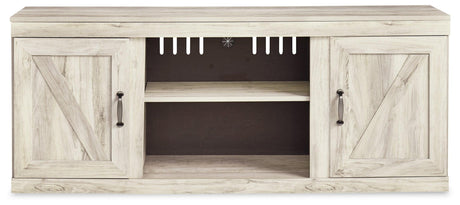 Bellaby Whitewash 4-Piece Entertainment Center adjustable shelves in pier