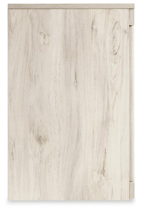 Bellaby Whitewash 4-Piece Entertainment Center barn door-inspired design