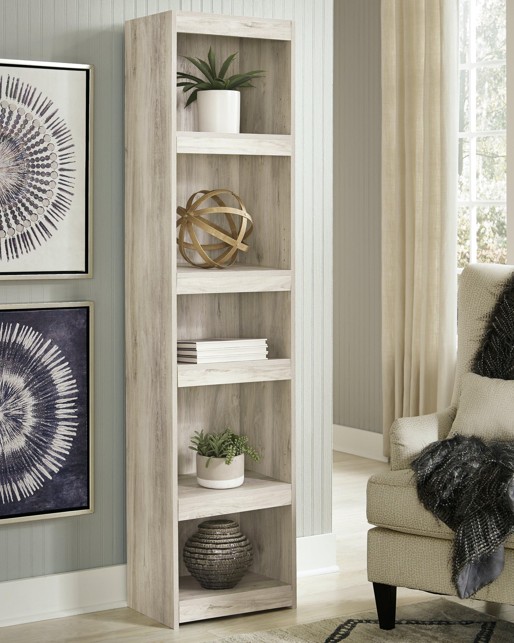 Close-up on adjustable shelf inside cabinet