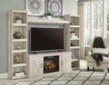 Bellaby Whitewash 4-Piece Entertainment Center side angle