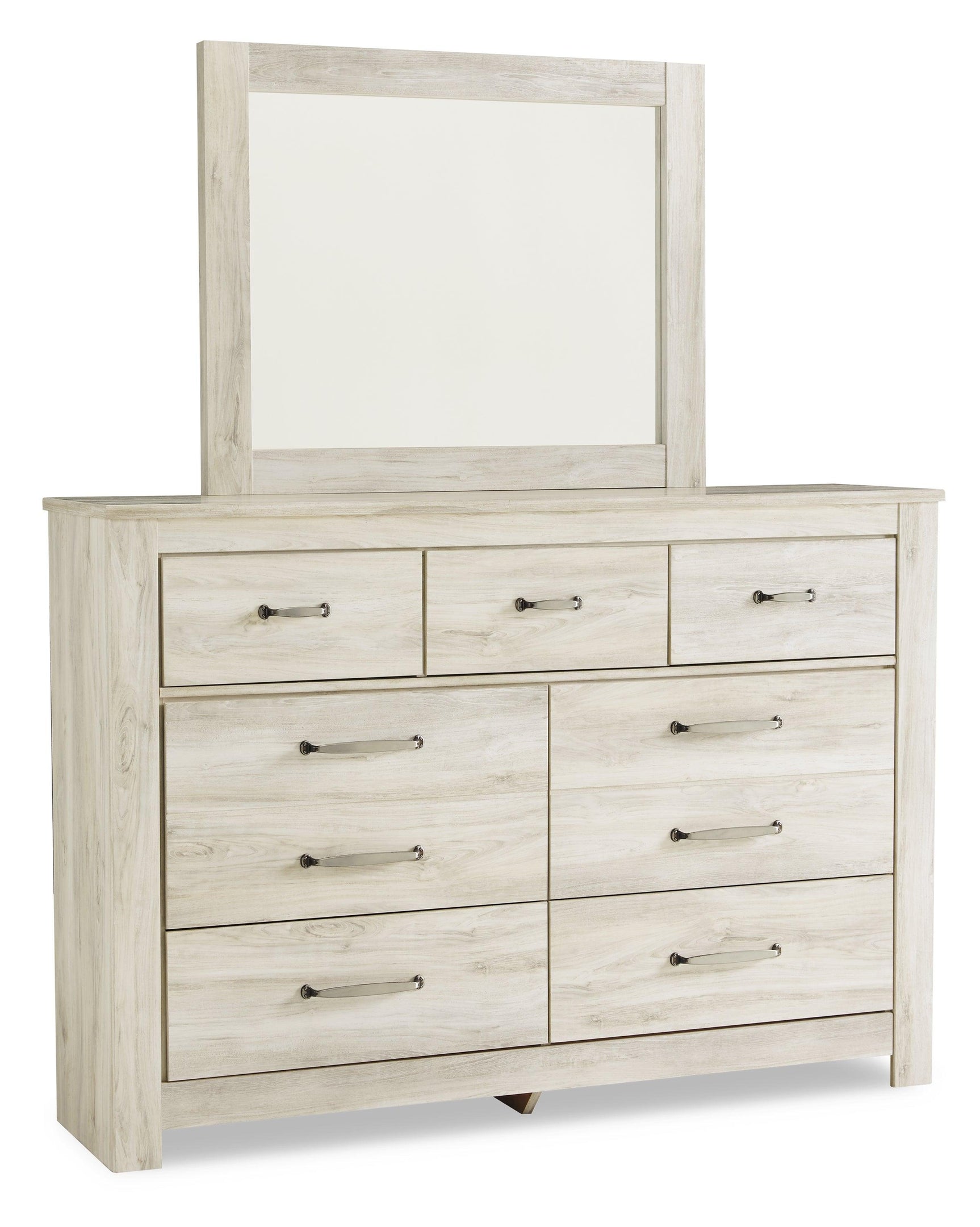 Side view of Bellaby Whitewash Panel Bedroom Set queen bed