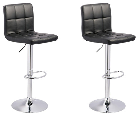 Side view of Bellatier black faux leather adjustable bar stool