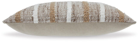 Benish lumbar pillow showing woven striped texture detail
