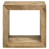 Close-up of mango wood grain on Benton end table surface
