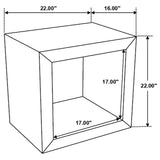 Top view of Benton mango wood rectangular end table surface