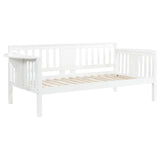 Bethany White Wood Twin Daybed with Drop-Down Tables front view