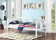 Side angle of Bethany Twin Daybed showing drop-down table