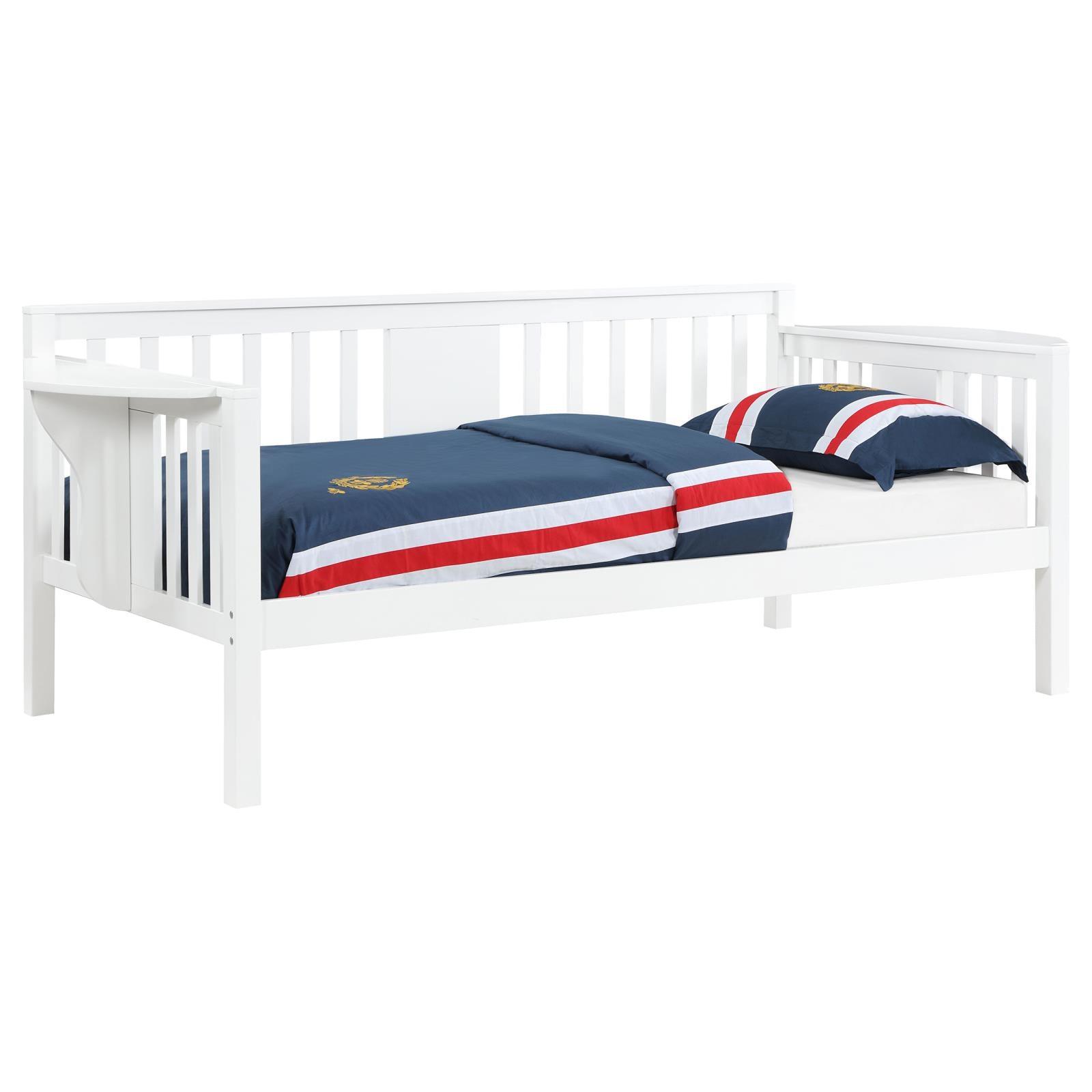 Drop-down table on right arm of Bethany Twin Daybed