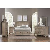 Bethel Wire Brushed Gray King Platform Bed headboard detail
