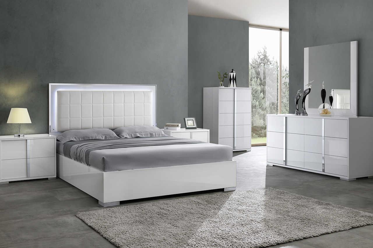 Beverly White Gloss Chest side angle - Ella Furniture