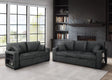 Bexley Black Premium Fabric Sofa and Loveseat Set with Bookcase Arms and USB Ports from Decor Furniture