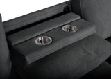 Bexley Black Premium Fabric Sofa and Loveseat Set with Bookcase Arms and USB Ports view 9