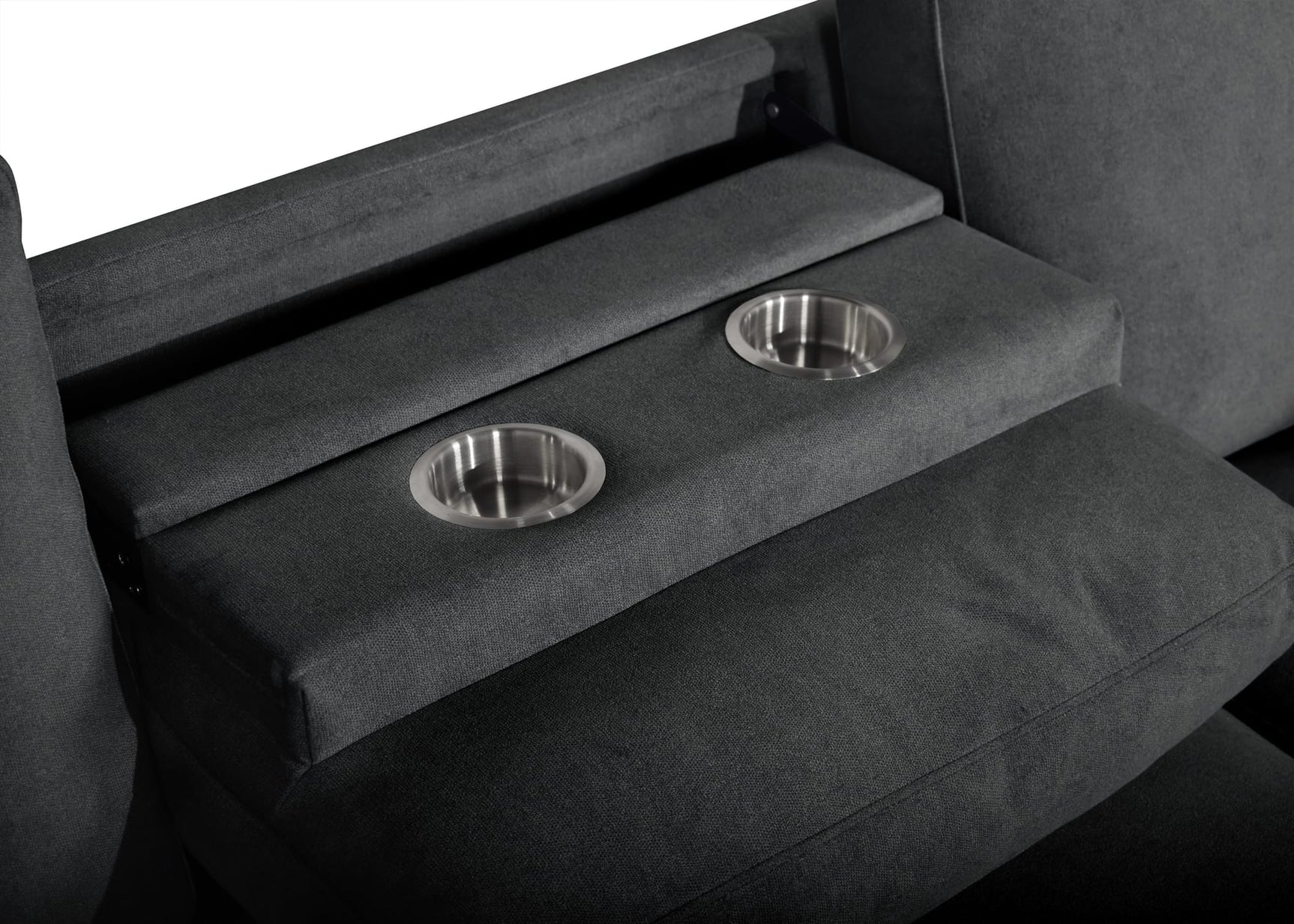 Bexley Black Premium Fabric Sofa and Loveseat Set with Bookcase Arms and USB Ports view 9