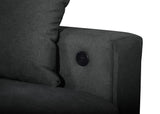 Bexley Black Premium Fabric Sofa and Loveseat Set with Bookcase Arms and USB Ports view 10
