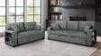 Bexley Grey Premium Fabric Sofa and Loveseat Set with Bookcase Arms and USB Ports from Decor Furniture