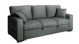 Bexley Grey Premium Fabric Sofa and Loveseat Set with Bookcase Arms and USB Ports view 4