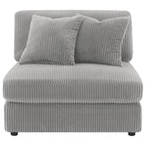 Close-up of corduroy-style upholstery on Blaine chair