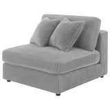 Detail of reversible cushions on Blaine Armless Chair