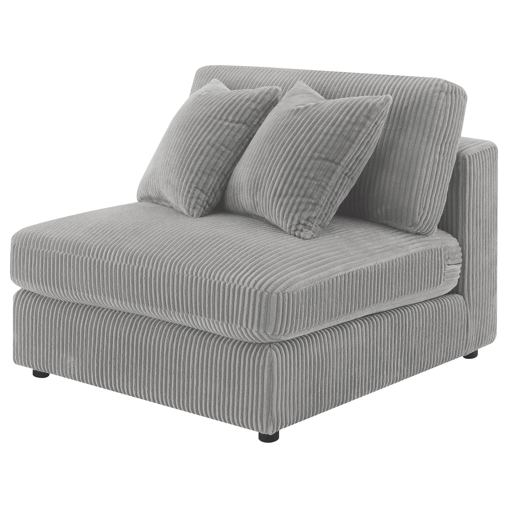 Detail of reversible cushions on Blaine Armless Chair