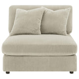 Close-up of sand corduroy-style upholstery on Blaine chair
