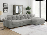Side view of Blaine Upholstered Reversible Chaise Sectional Sofa in Fog