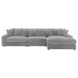 Main view of Blaine Upholstered Reversible Chaise Sectional Sofa in Fog