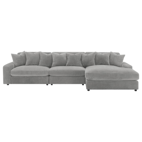 Main view of Blaine Upholstered Reversible Chaise Sectional Sofa in Fog