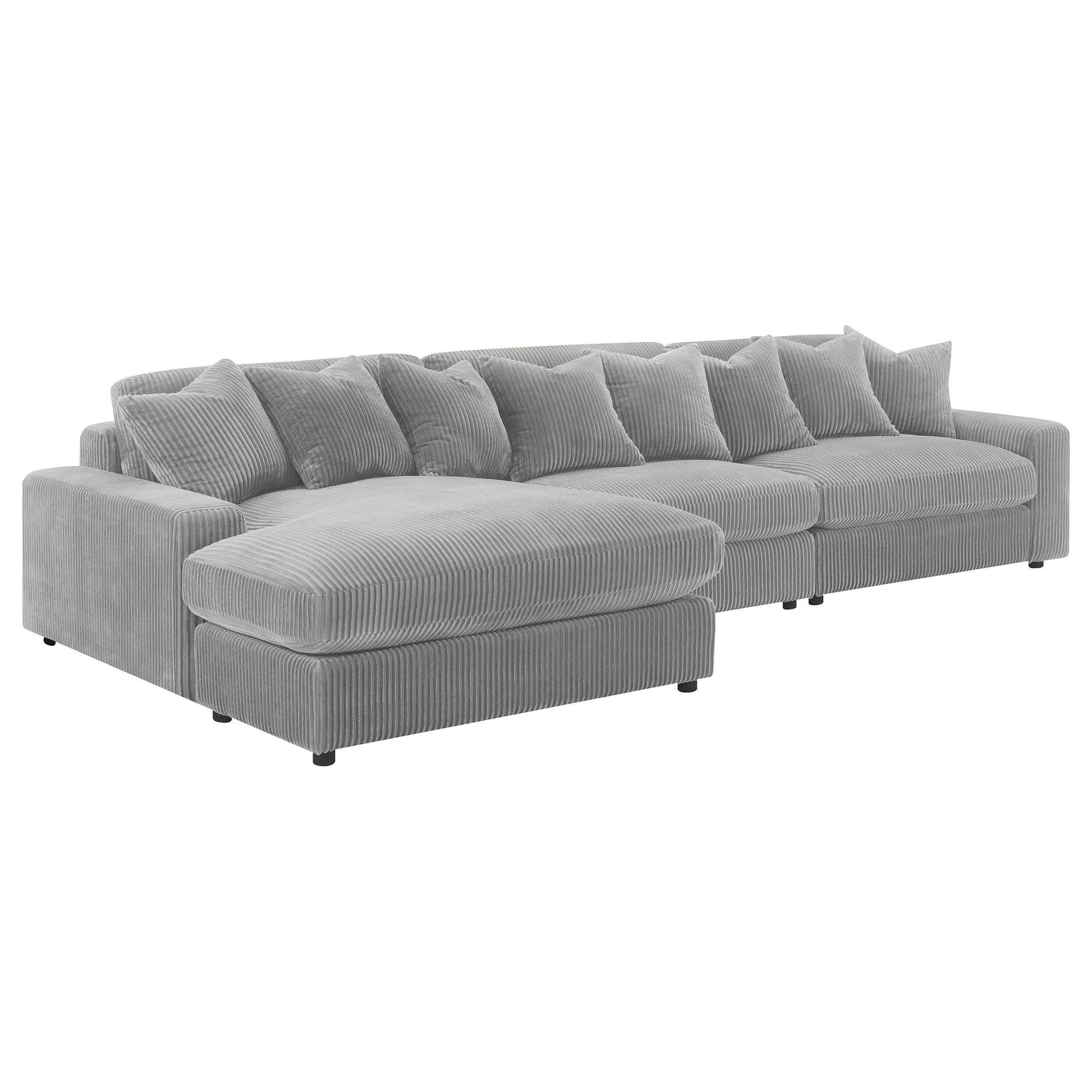 Room view of Blaine Upholstered Reversible Chaise Sectional Sofa in Fog