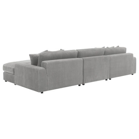 Main view of Blaine Upholstered Reversible Chaise Sectional Sofa in Fog