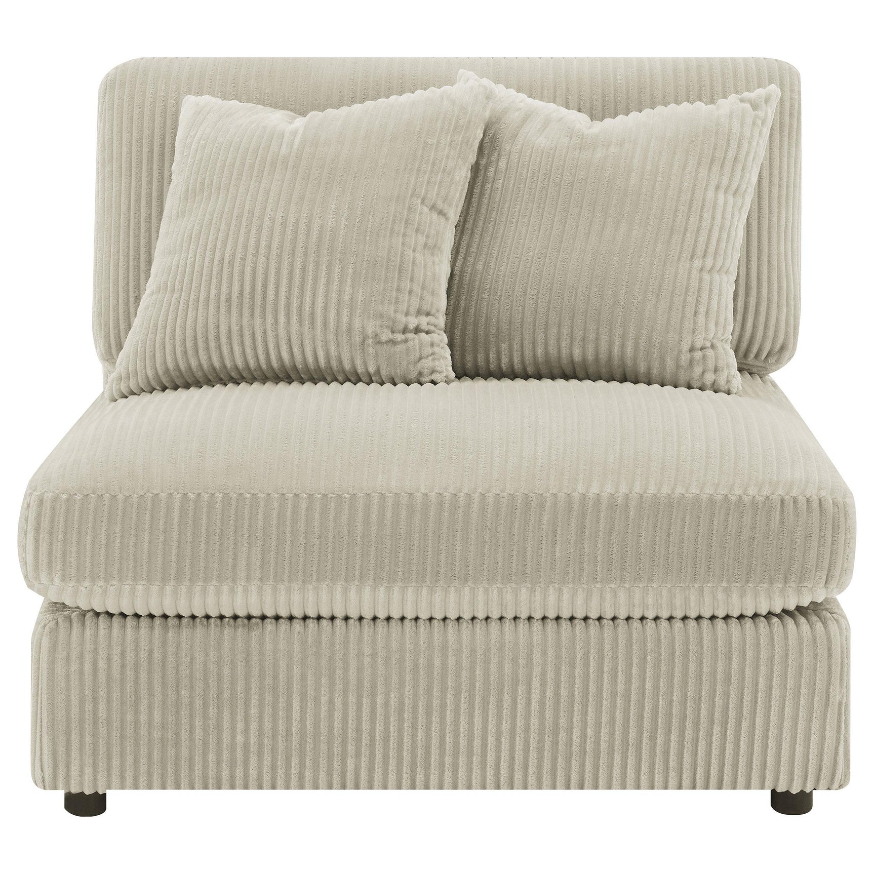 Side view of chaise section on Blaine sofa sand color