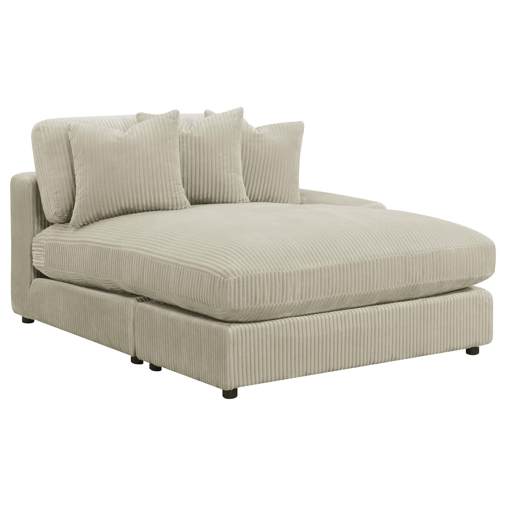 Detail of sofa arm and cushion seam on Blaine