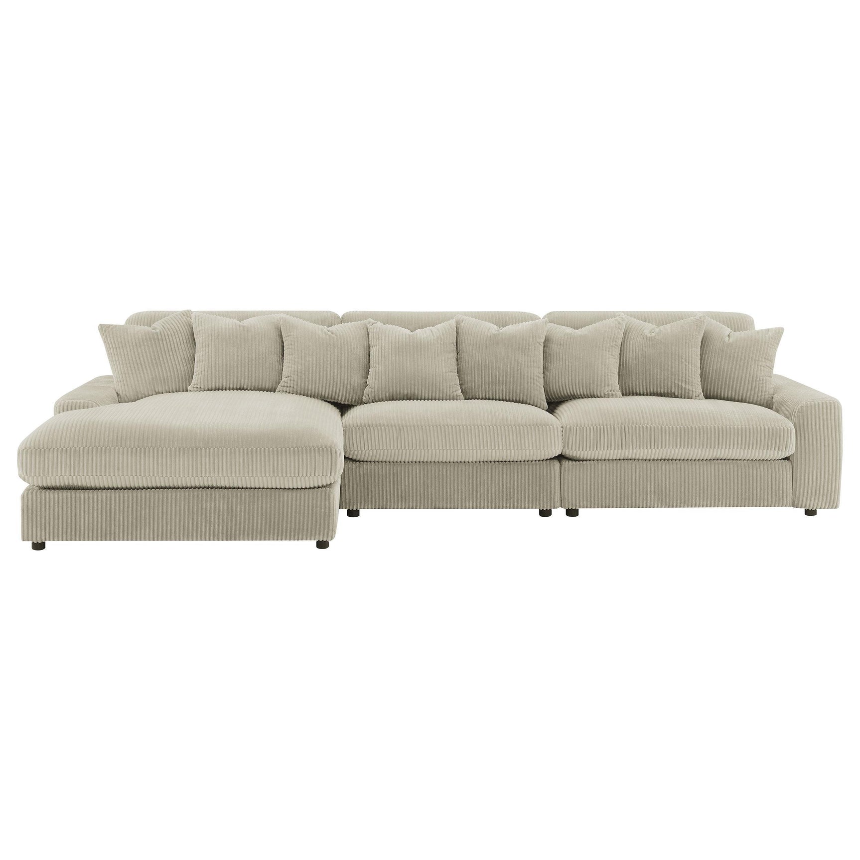Side profile of Blaine Reversible Chaise Sectional Sofa sand