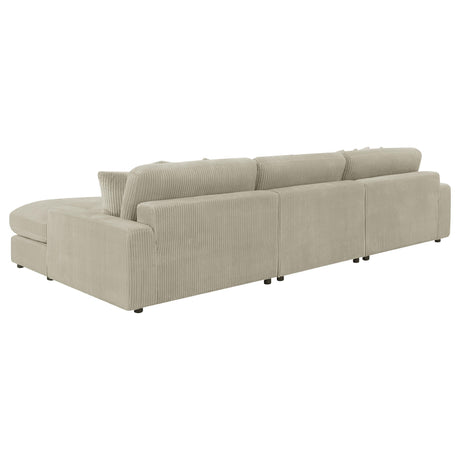 Front view of Blaine Upholstered Reversible Chaise Sectional Sofa sand