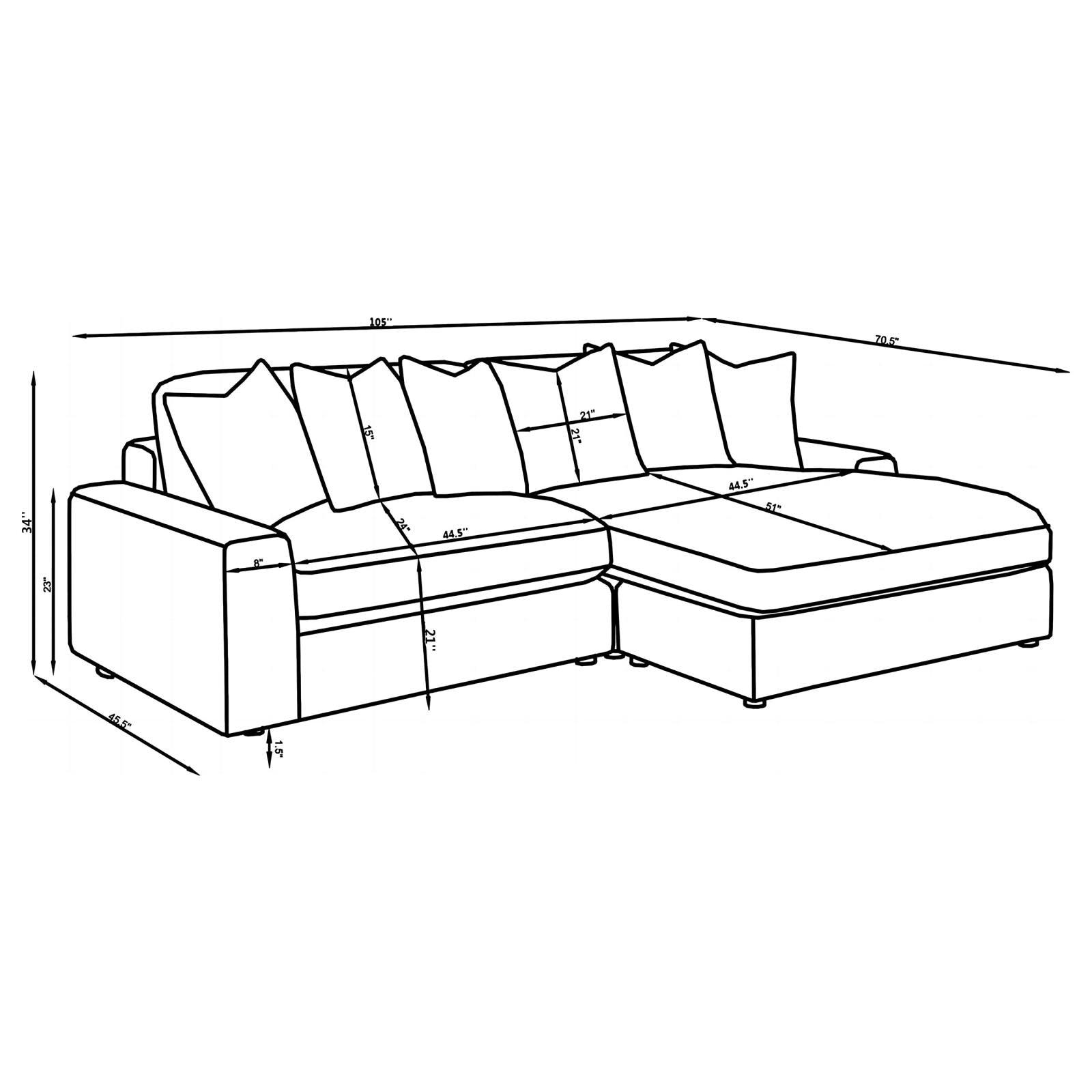 main view of Blaine Upholstered Reversible Sectional Sofa Sand sectional sofa