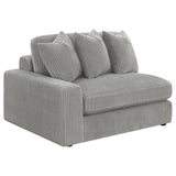 Detail view of armrest and cushions