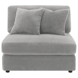 Side angle including armless chair